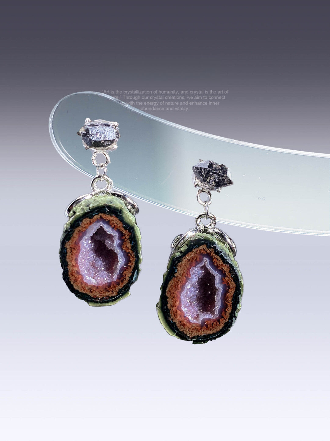 Painter Series Drip Gravel Natural Geode Original Earrings