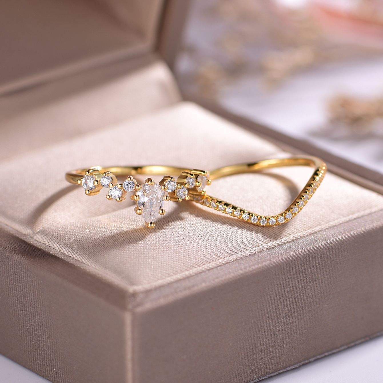 Ensemble de deux bagues en argent S925 et moissanite - Vente en gros - Vente indépendante - Vente en gros 