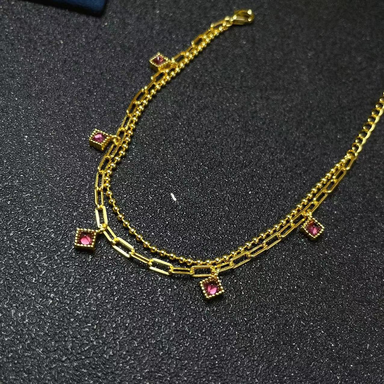 S925 Natural Magnesia Garnet Sugar Tower Bracelet