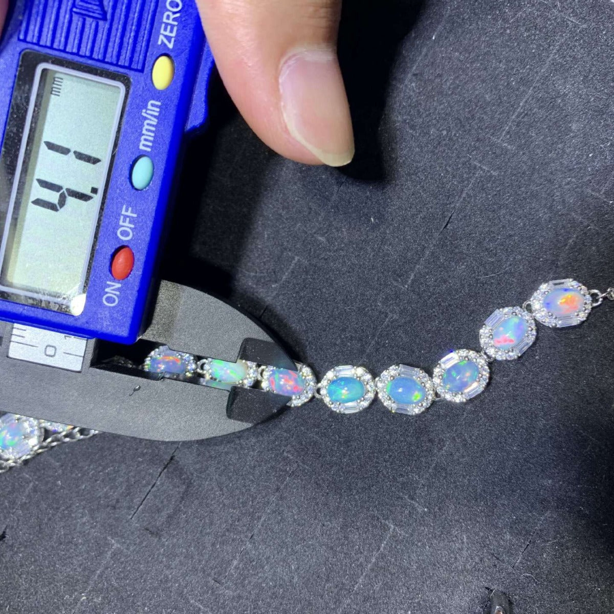 S925 Sterling Silver Inlaid Size 4*6mm Natural Opal Bracelet