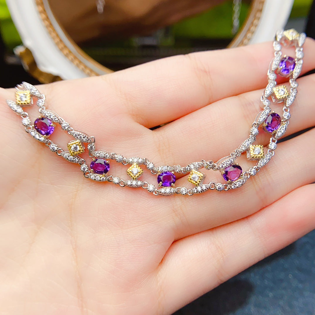 Natural Amethyst S925 Bracelet 4*5mm Jewelry Bracelet