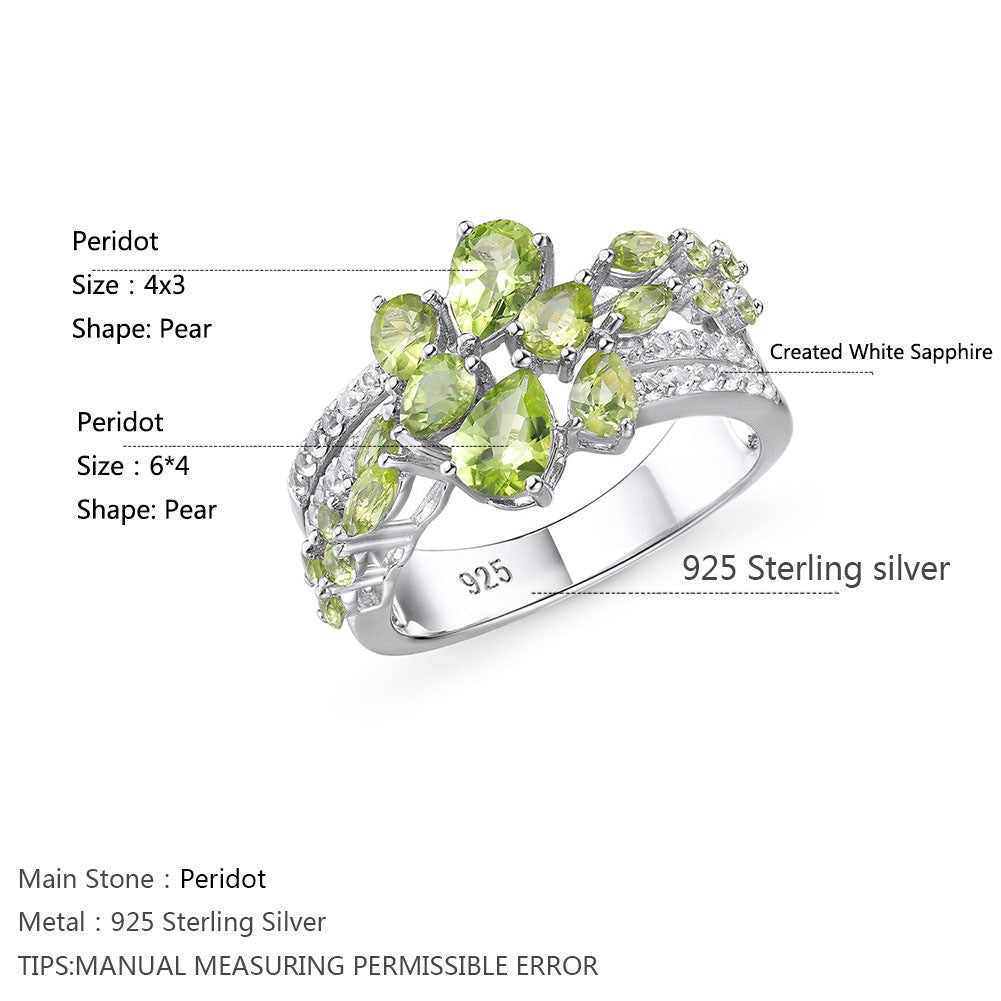 Italian Jewelry Design 925 Silver Peridot Ring