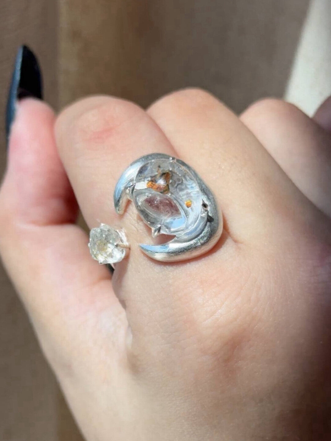 Baoyue Original Design Handmade 925 Silver Open Ring · White Flashing Version