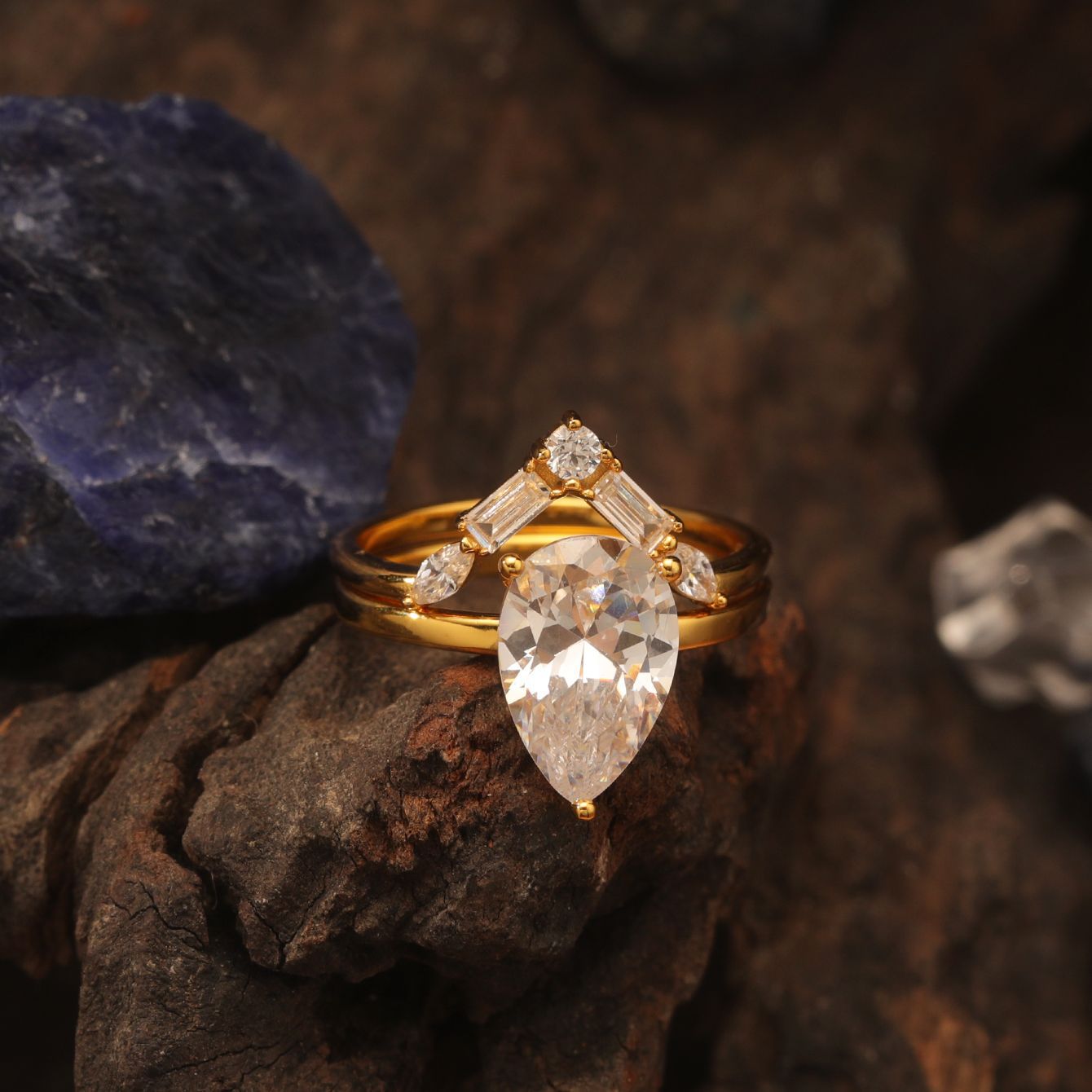 Ensemble de bagues empilables en argent S925 et moissanite, forme goutte d'eau, style simple et élégant, en promotion 