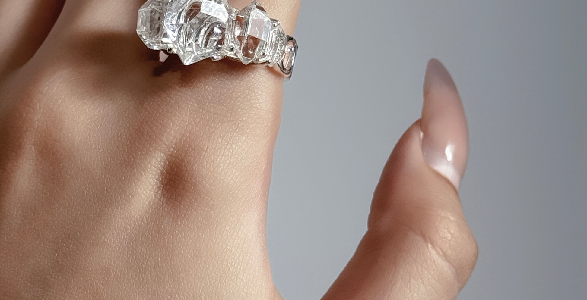 Natural Flash Crystal Ring Original Design Customization Silver Ring · White Flash Version 925 Silver Open Ring