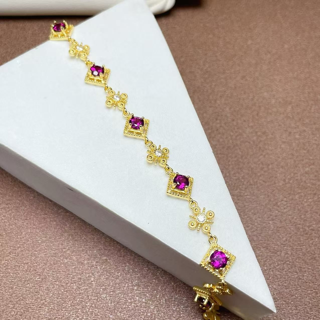 Vintage 925 Silver Inlaid with Emerald Tanzanite Pink Opal Natural Gemstone Multi-Gem Bracelet