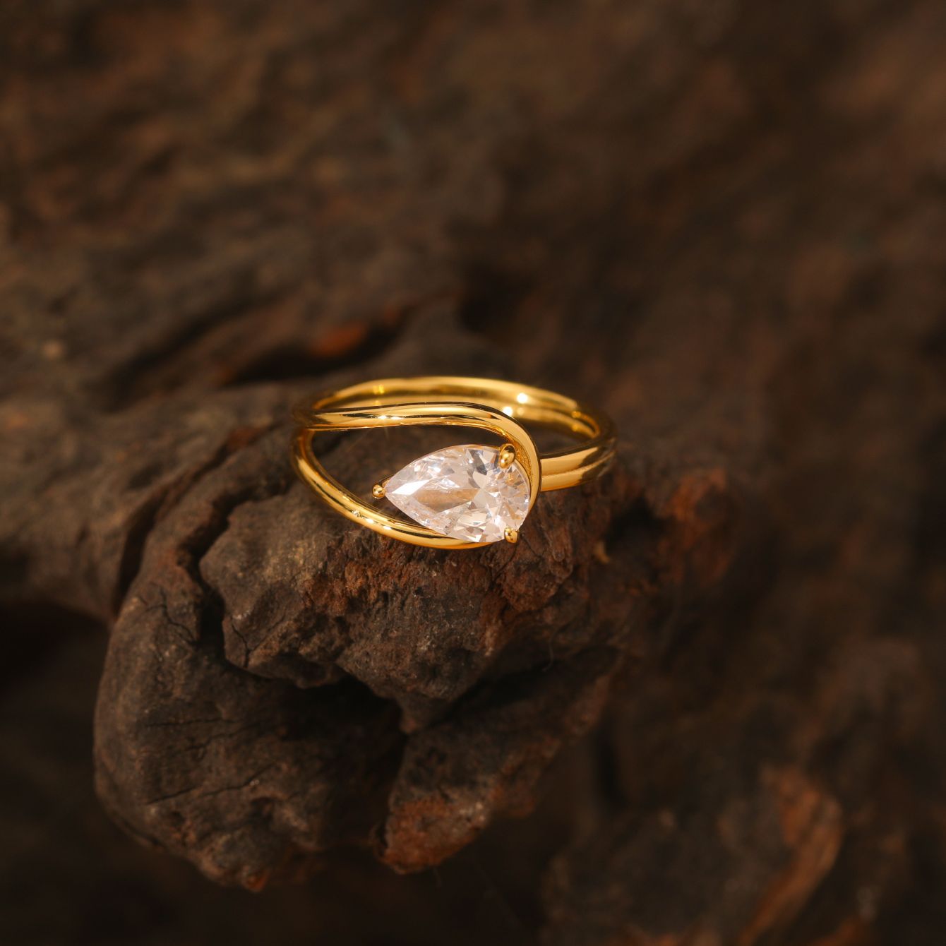 S925 Silver Water Drop Shape Moissanite Ring Simple Fashion Ring Amazon Hot Selling Ring