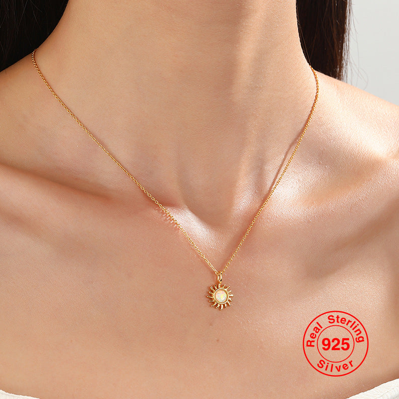 New Full Body S925 Silver Solar System Wind Wheel Opal Turquoise Pendant Necklace