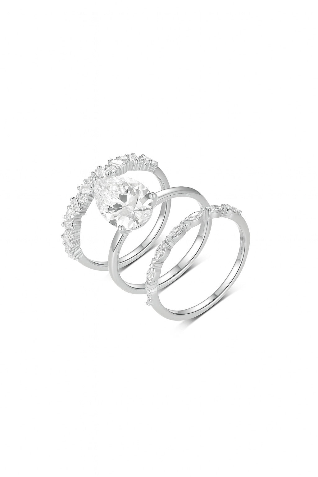 Ensemble de bagues empilables en argent S925 et moissanite, style élégant et tendance pour femme 