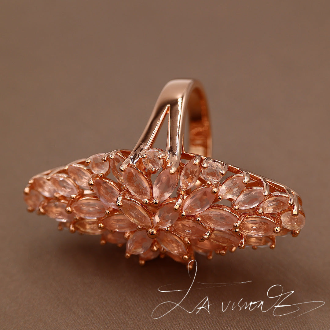 Second-hand Jewelry S925 Inlaid Natural Rose Quartz Ring