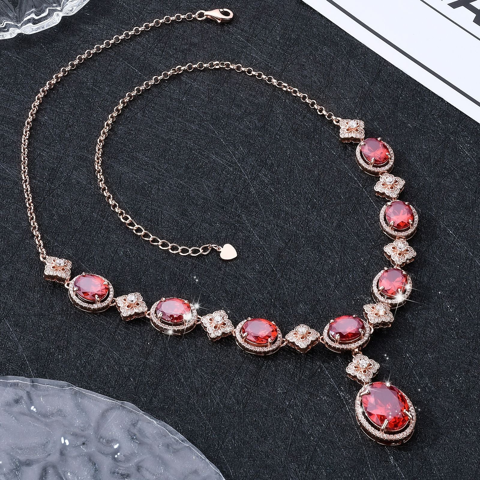 s925 Silver New fashion Exquisite Atmosphere Ruby Necklace