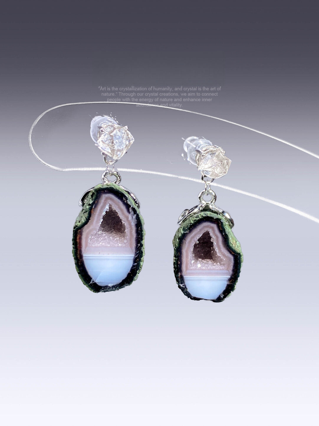 Painter Series Drip Gravel Natural Geode Original Earrings