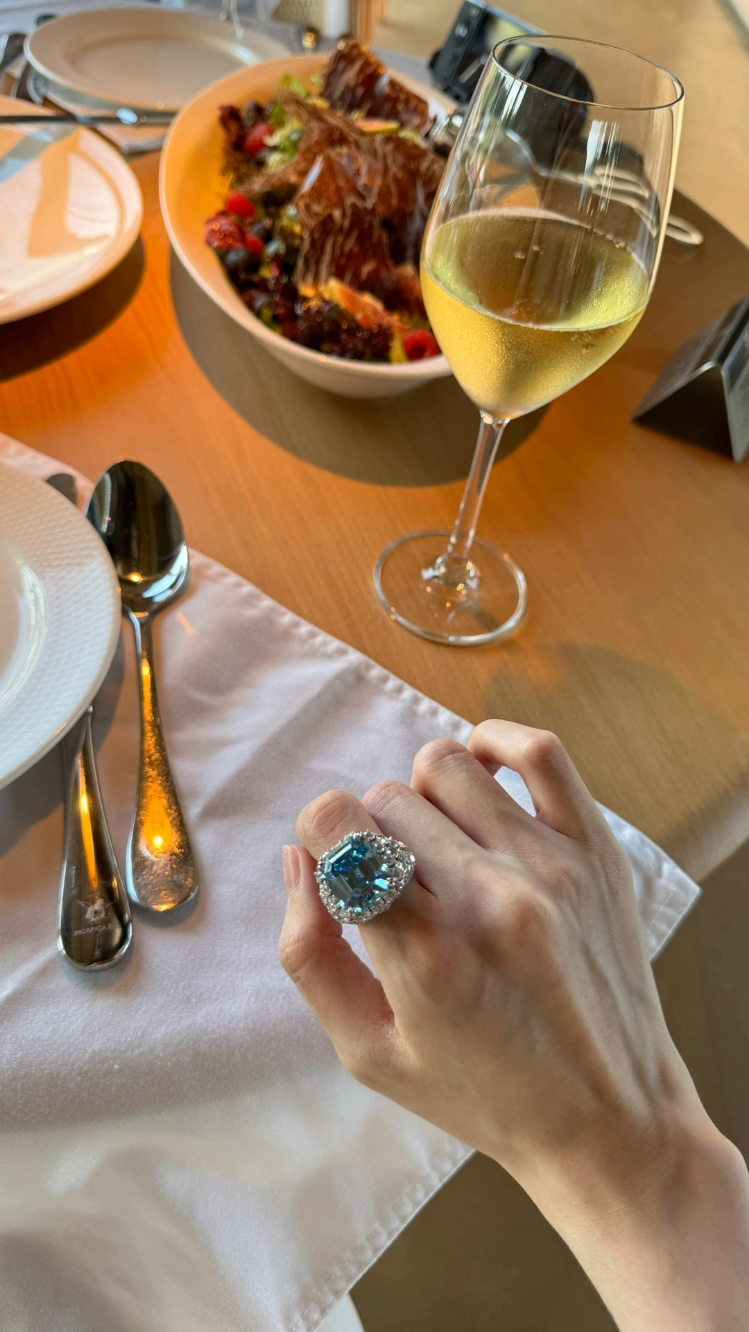 925 Silver Gold Plated Ring 16 Carat High Carbon Diamond Aquamarine Emerald Cut Fish Scale Jewelry Women's Ring