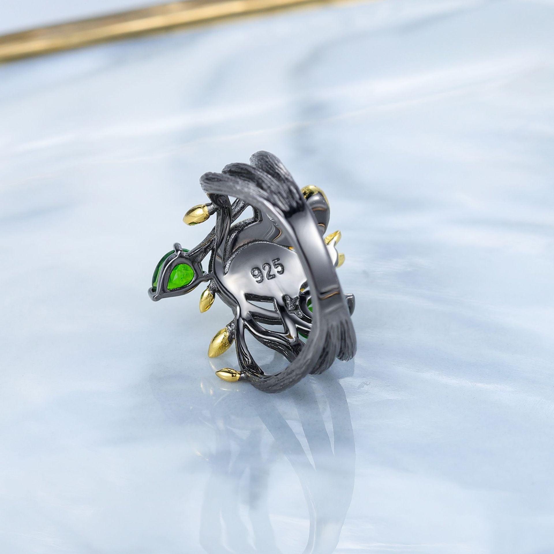 Natural Crystal Transparent Garnet Ring 925 Sterling Silver Squirrel Niche High-end Ring