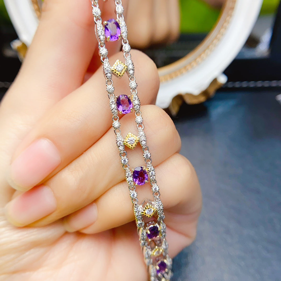 Natural Amethyst S925 Bracelet 4*5mm Jewelry Bracelet