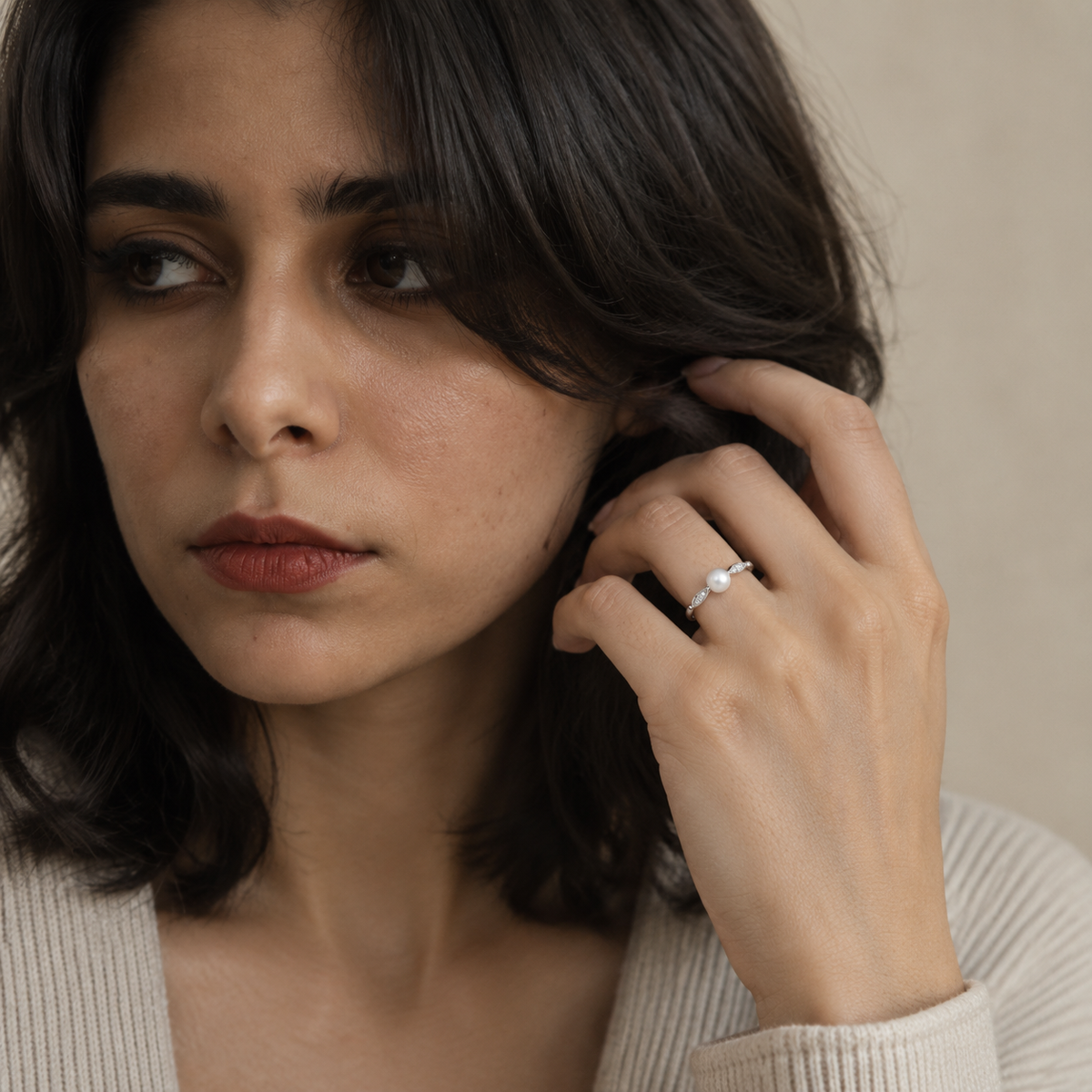Loveden Freshwater Pearl Quiet Leaf Ring