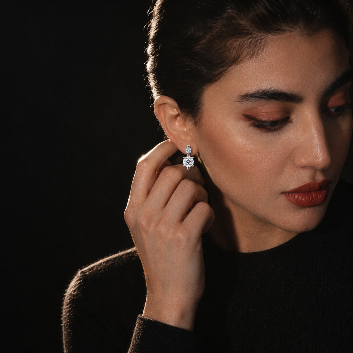 Loveden Sterling Silver Quiet Spark Two-Stone Hoop Earrings
