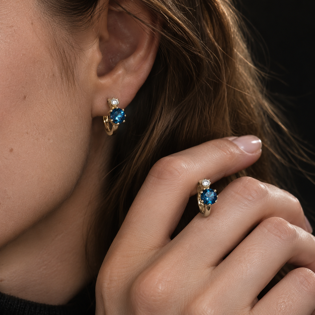 Crownset Gem Huggie Earrings