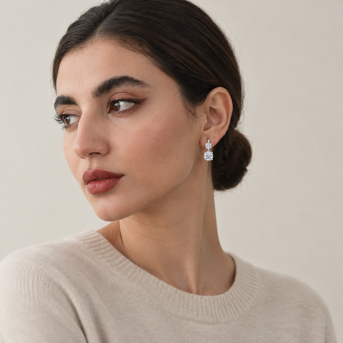 Loveden Sterling Silver Quiet Spark Two-Stone Hoop Earrings
