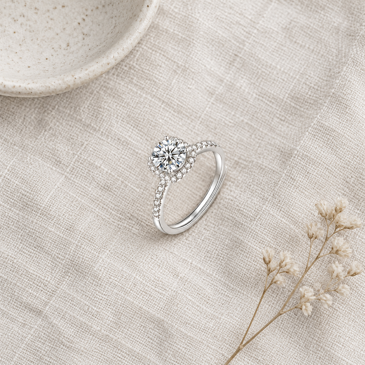 Loveden Sterling Silver Moissanite Promise Ring