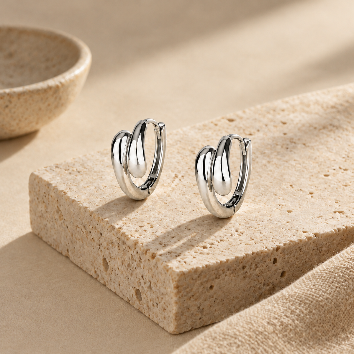 Loveden Sterling Silver Mobius Hoop Earrings