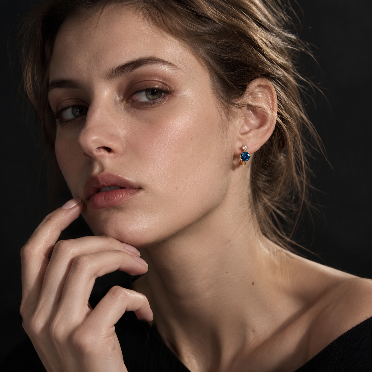 Crownset Gem Huggie Earrings