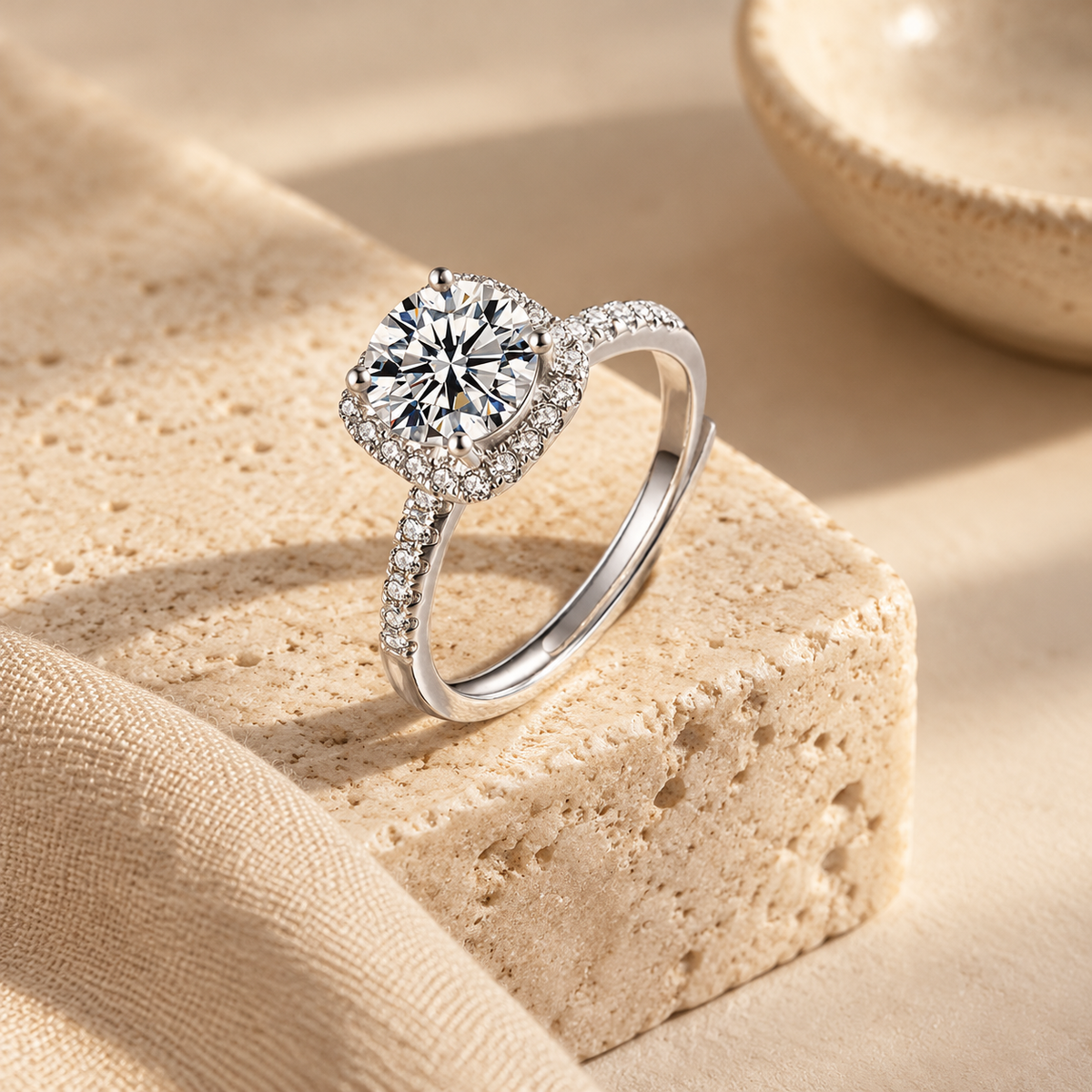 Loveden Sterling Silver Moissanite Promise Ring
