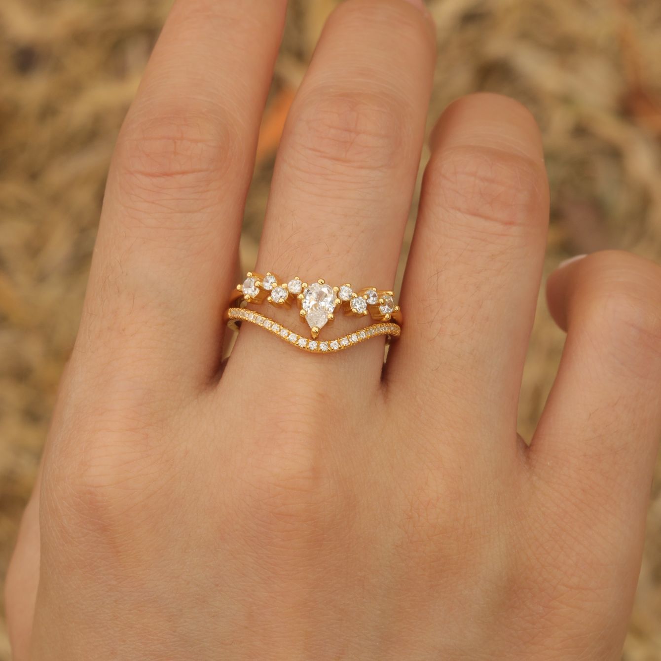 Ensemble de deux bagues en argent S925 et moissanite - Vente en gros - Vente indépendante - Vente en gros 