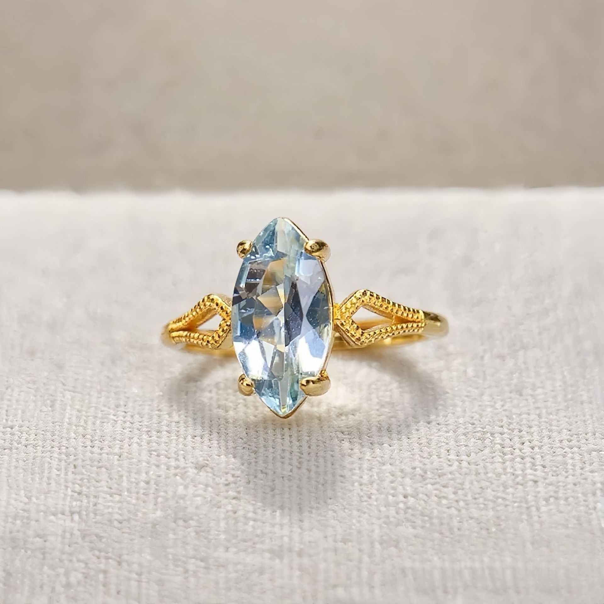 Natural Aquamarine S925 Ring 3*4mm Jewelry Bracelet