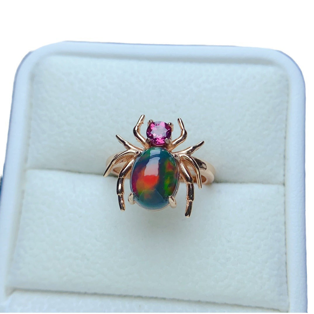 S925 Silver Inlaid Main Stone 8*10 Natural White Opal Ring