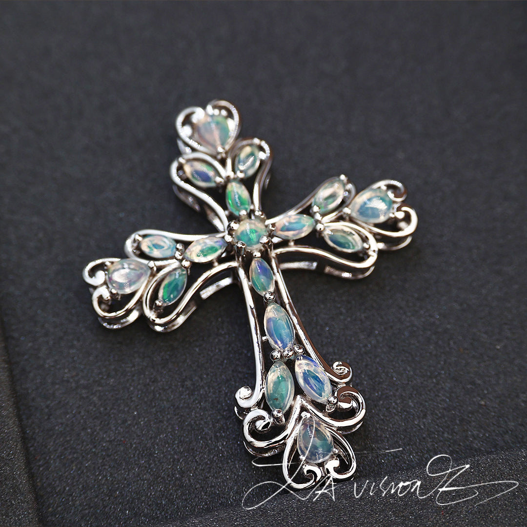 S925 Silver Inlaid Opal Pendant