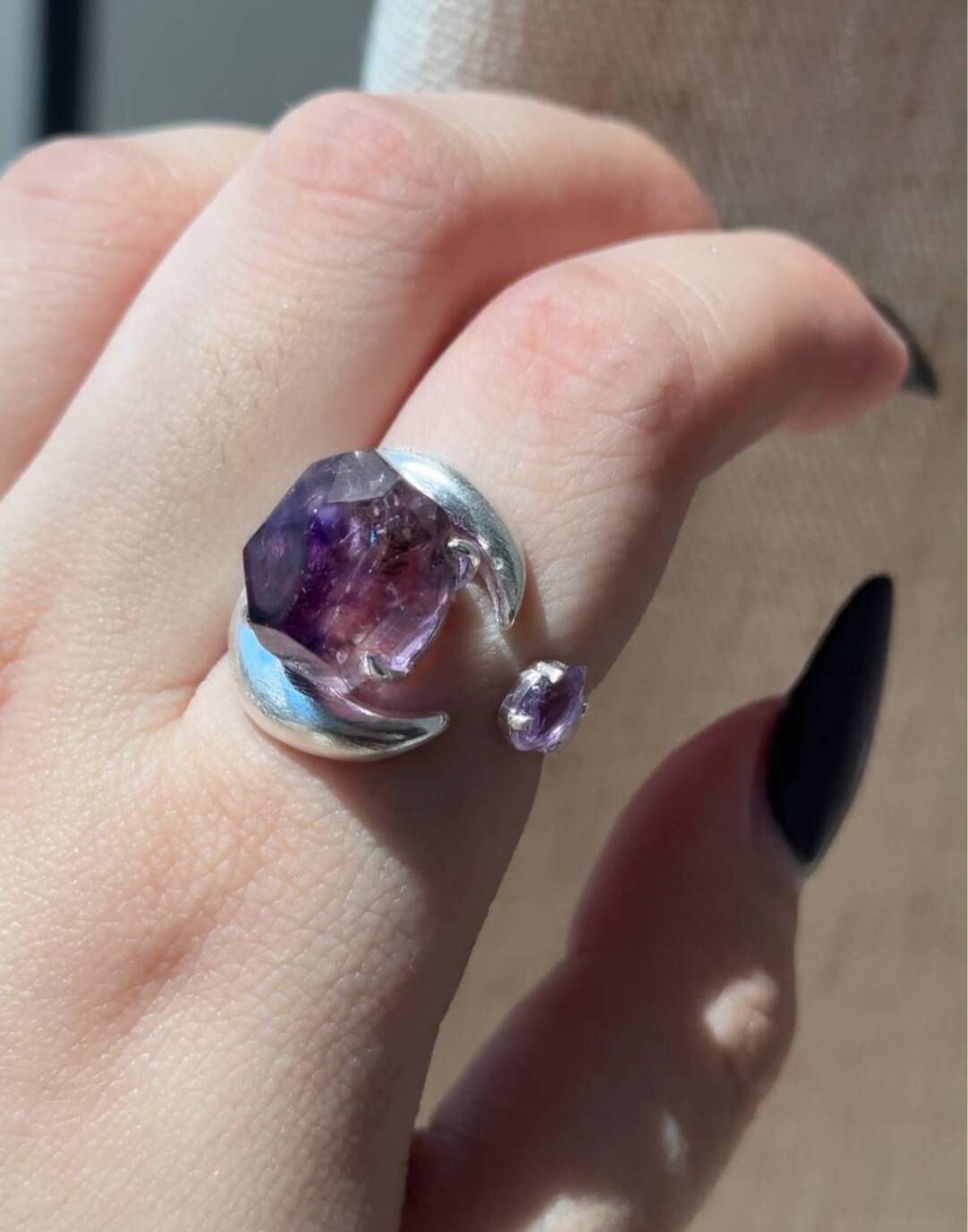 Baoyue Original Design Handmade 925 Silver Open Ring · White Flashing Version