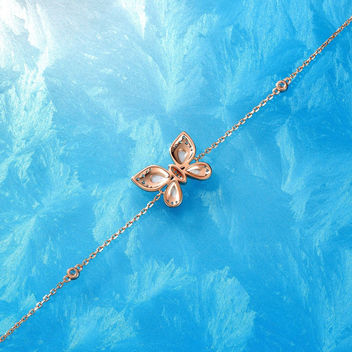 Inlaid Red Agate White Mother-of-Pearl Turquoise Sterling Silver Butterfly Bracelet