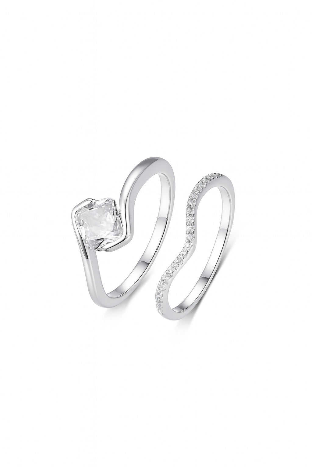 S925 Silver Set Inlaid Round Moissanite Ring Independent Hot Sale Elegant Fashion Combination Ring