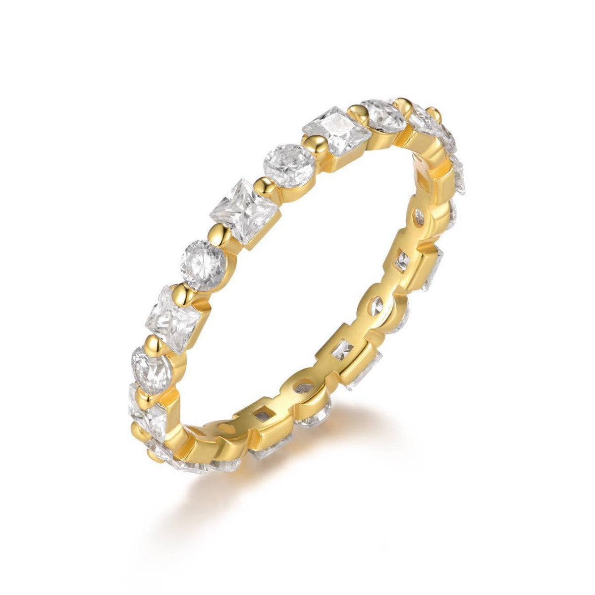 S925 Silver Full Circle Moissanite Ring Alternating Inlay Independent Stand Hot Selling Ring