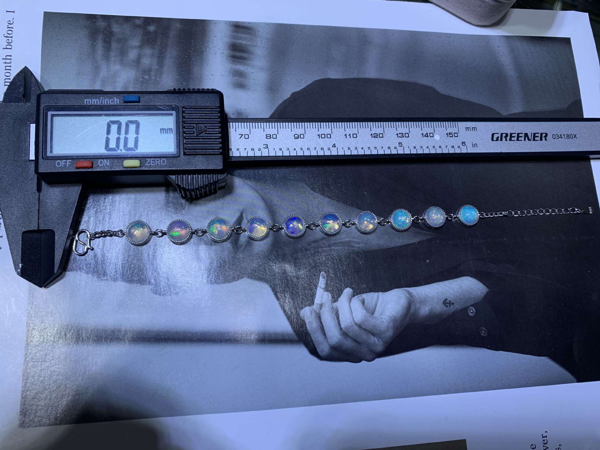 925 Silver Inlaid Opal Round Egg Surface Natural Opal Bracelet