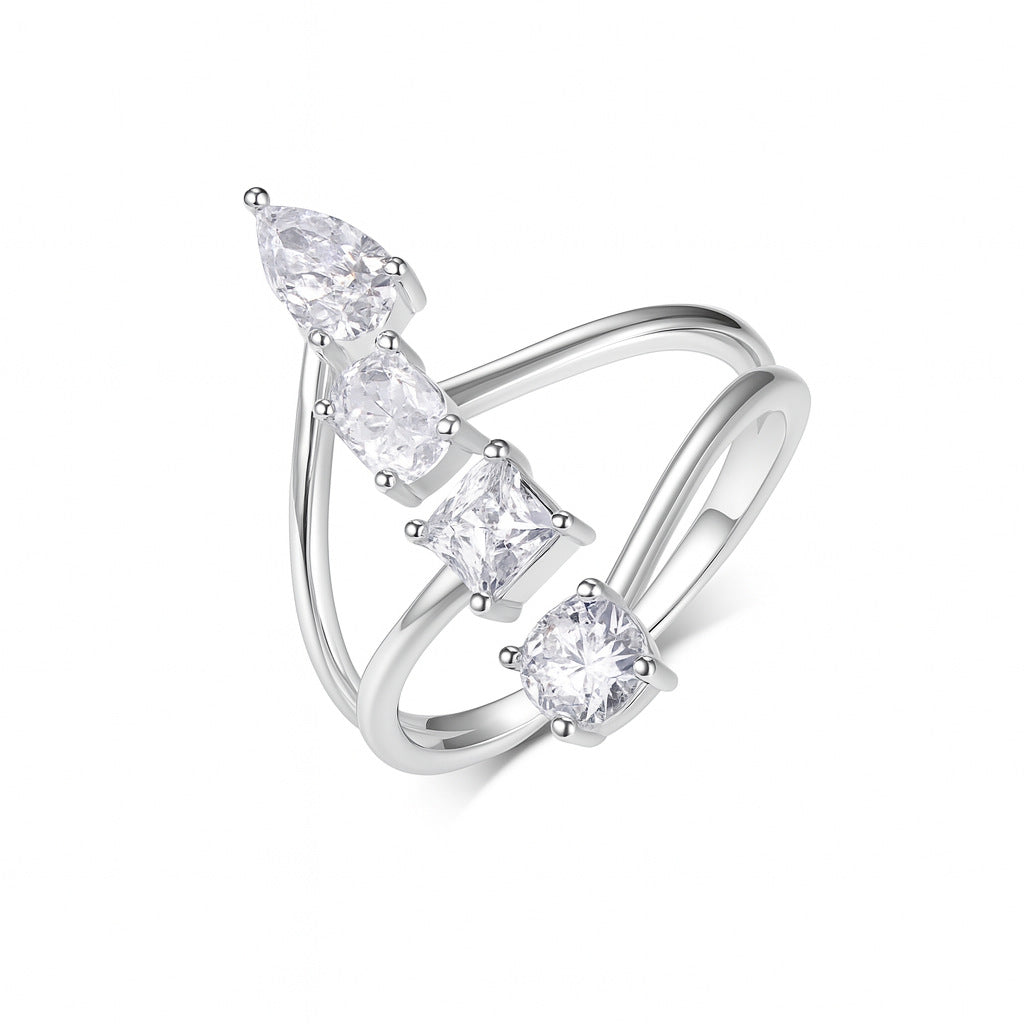 S925 Silver Multi Shape Moissanite Ring Amazon Hot Sale Elegant and fashionable