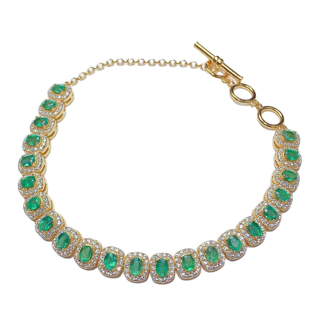 925 Sterling Silver Natural Ruby Emerald Pink Sapphire Bracelet