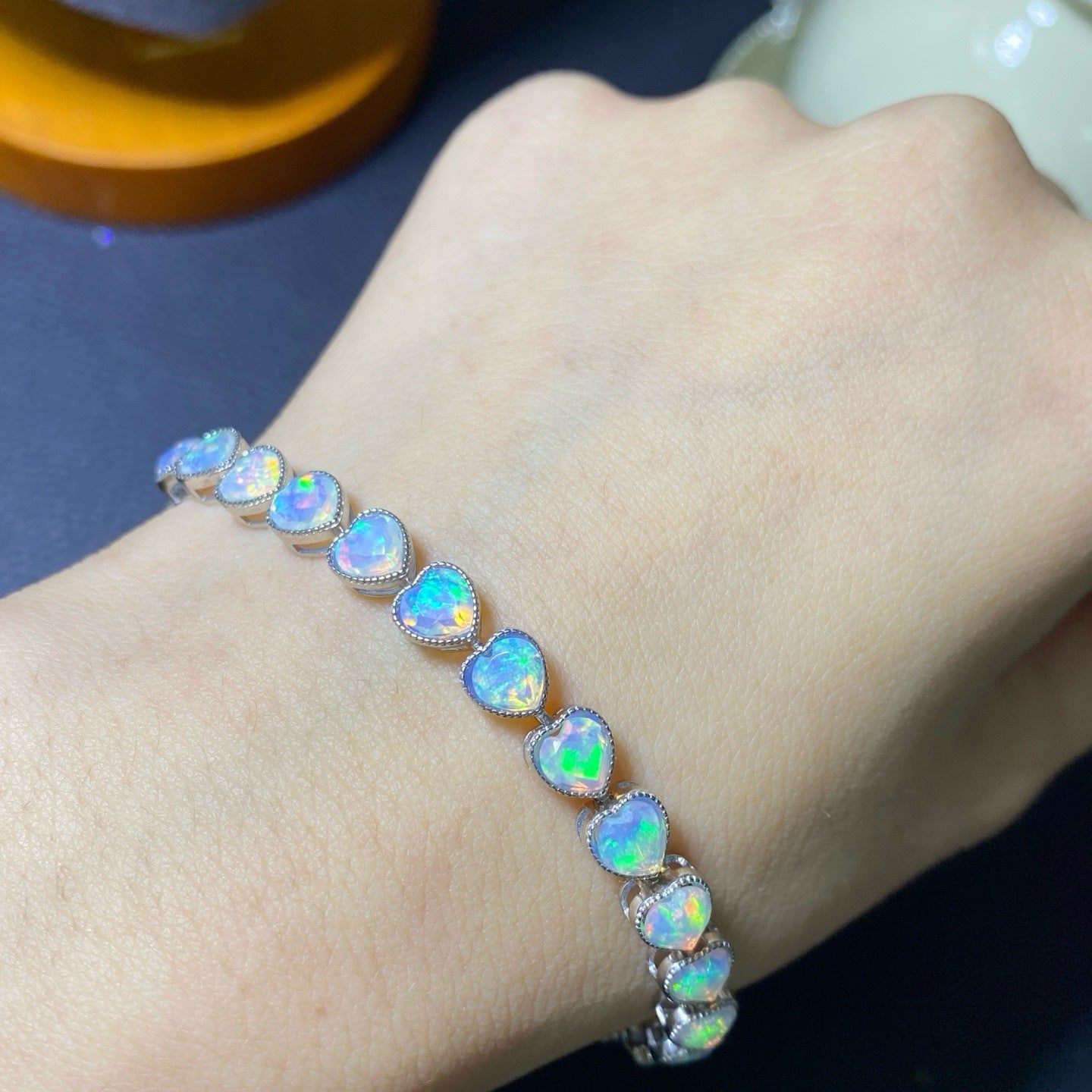 Crystal Clean Main Stone 5mm S925 Silver Precision Inlaid Natural Opal Pure Natural Opal Bracelet