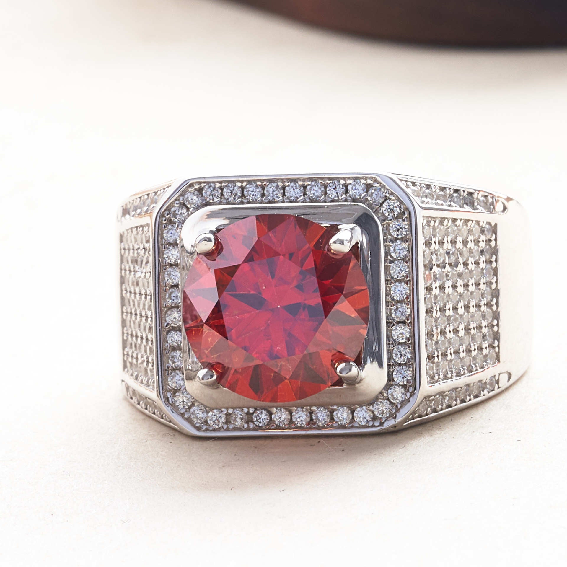 Sterling Silver S925 Moissanite Women's Ring 5 Carat 11mm Deep Sapphire Blue Red Moissanite Men's Ring