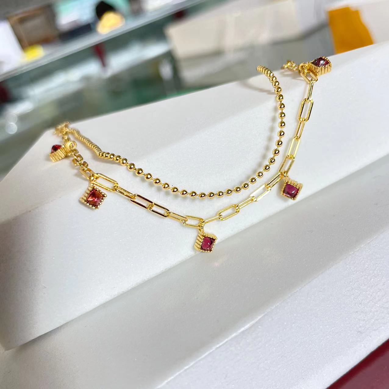 S925 Natural Magnesia Garnet Sugar Tower Bracelet