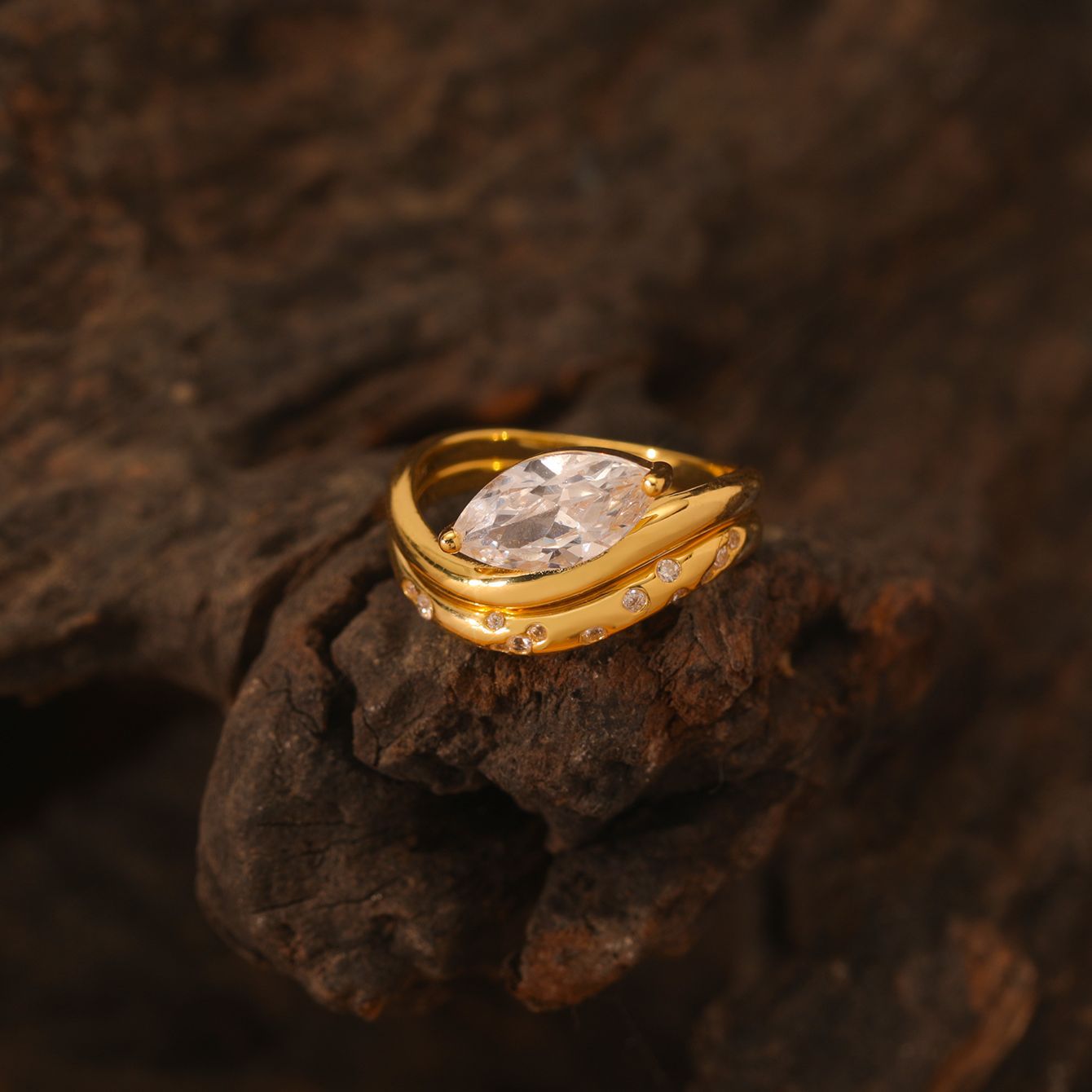 S925 Silver Set Marquise Moissanite Main and Side Ring Combination Simple Fashion Independent Station Hot Sale Wholesale