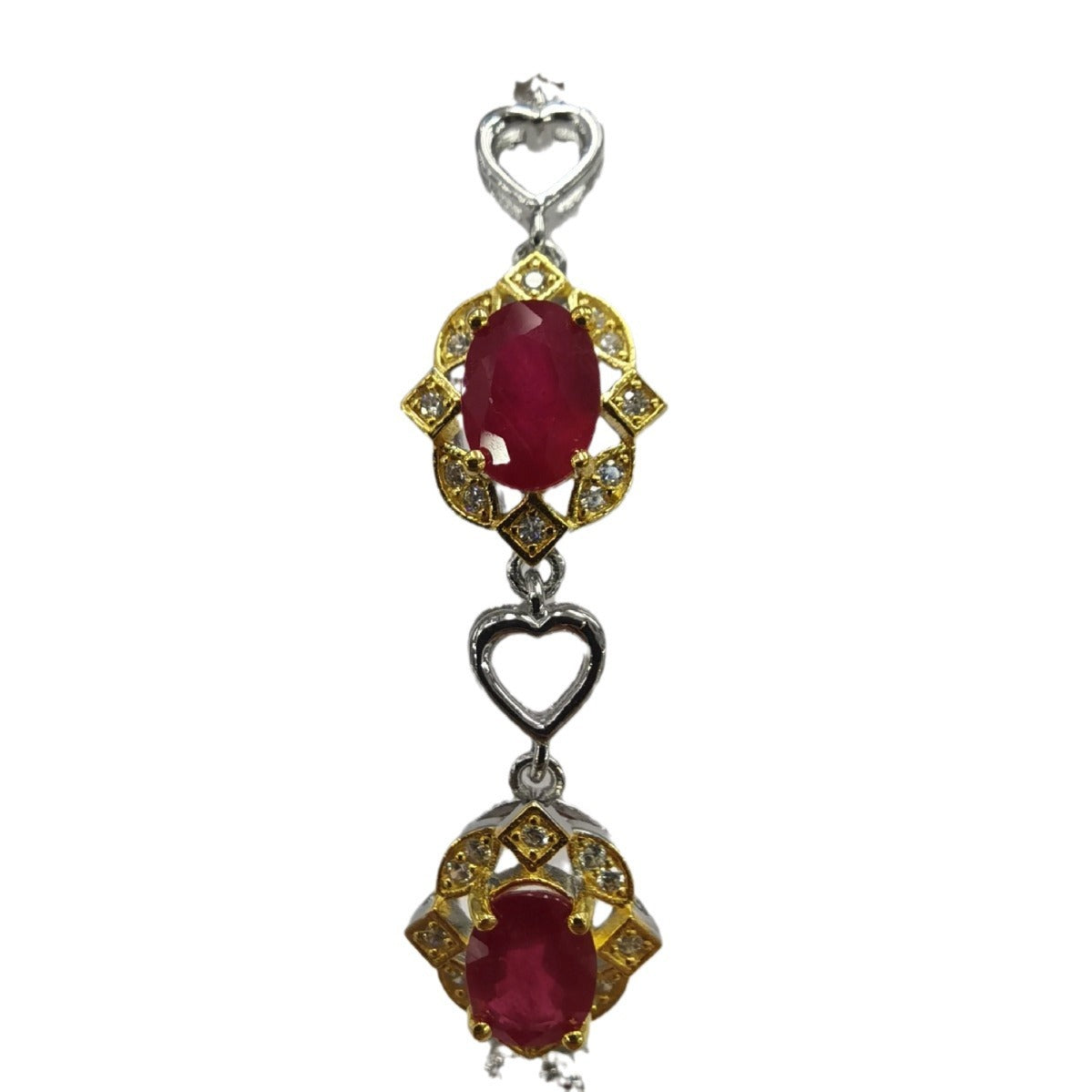S925 Silver Plated Two-tone Inlaid Ruby Bracelet Fashion Crystal
